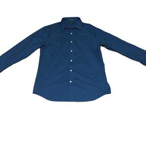Mens Express (blue and white polka dot) button down - Large (worn once!!)